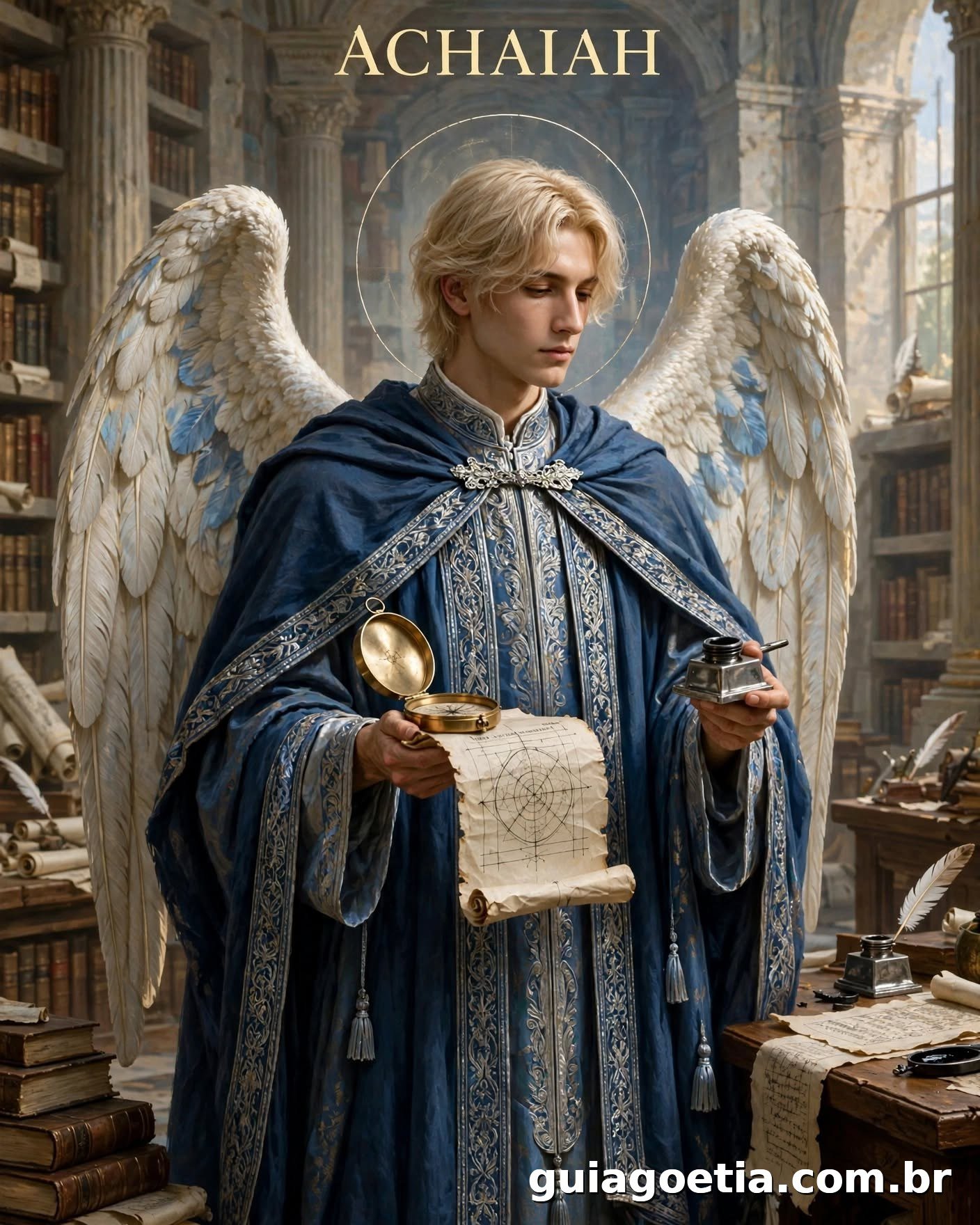 Representação artística do anjo Achaiah, do Shem HaMephorash loading=