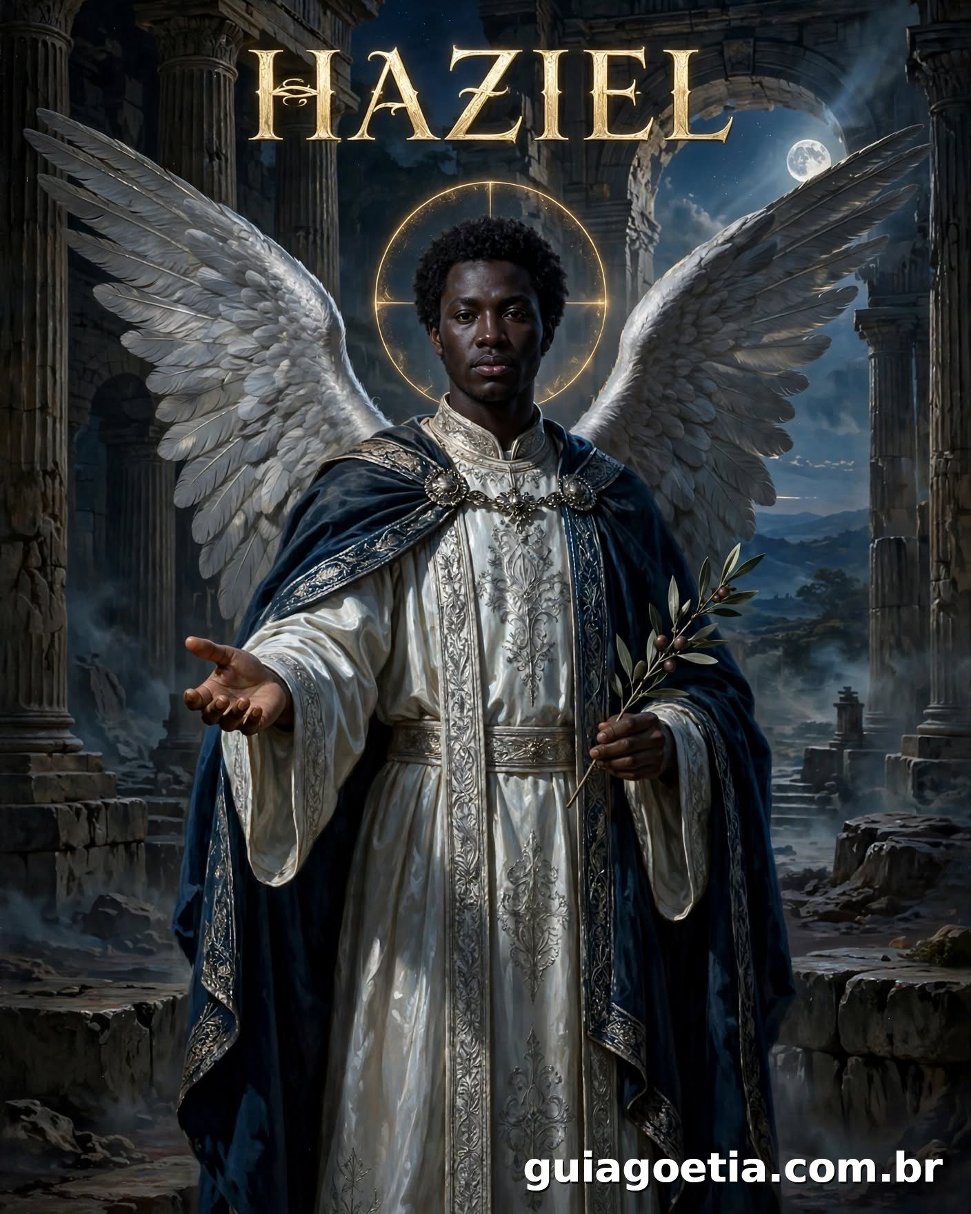 Representação artística do anjo Haziel, do Shem HaMephorash loading=
