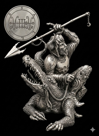 Sigilo do Duque Sallos da Goetia - duque do amor gentil sobre crocodilo