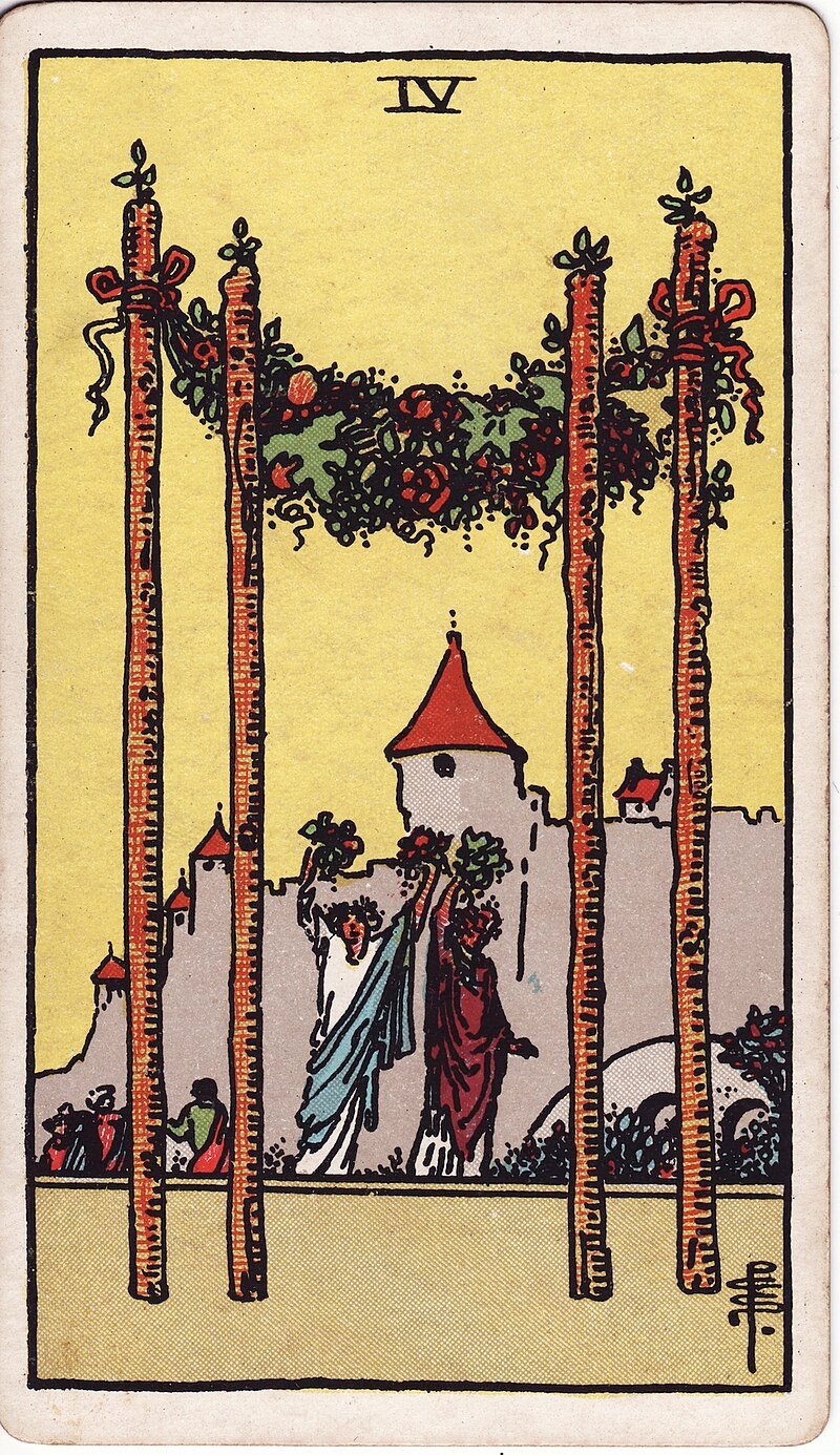 Quatro de Paus - Tarot Rider-Waite