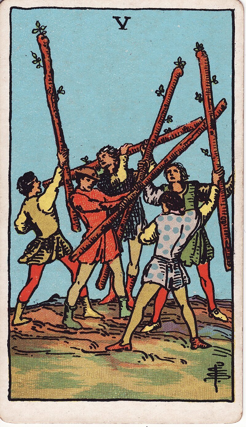 Cinco de Paus - Tarot Rider-Waite