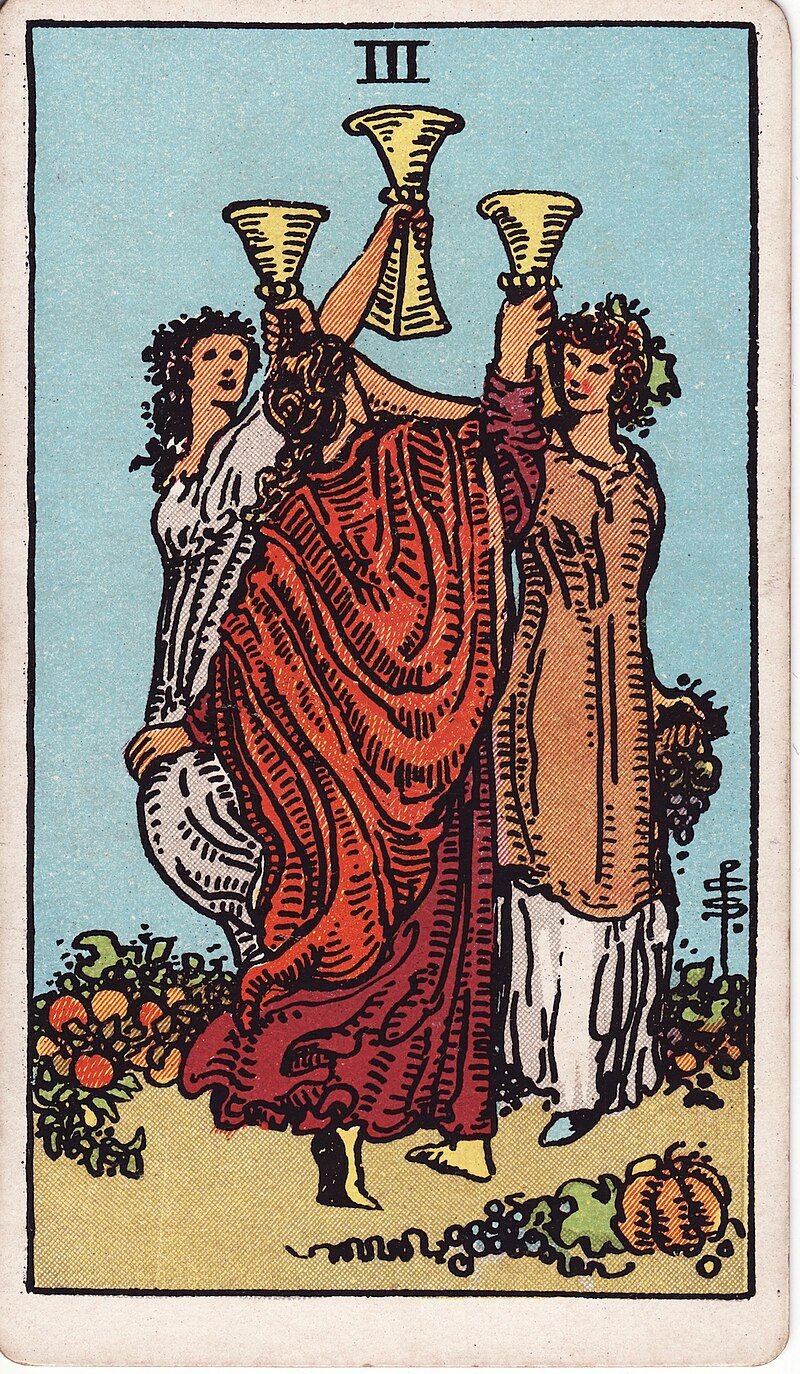 Três de Copas - Tarot Rider-Waite