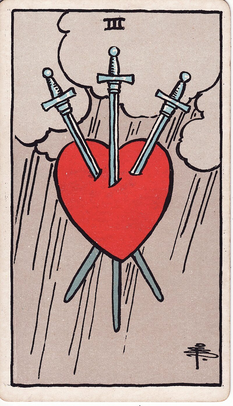 Três de Espadas - Tarot Rider-Waite
