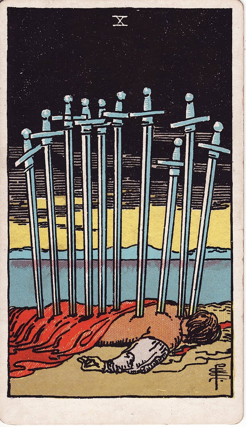 Dez de Espadas - Tarot Rider-Waite