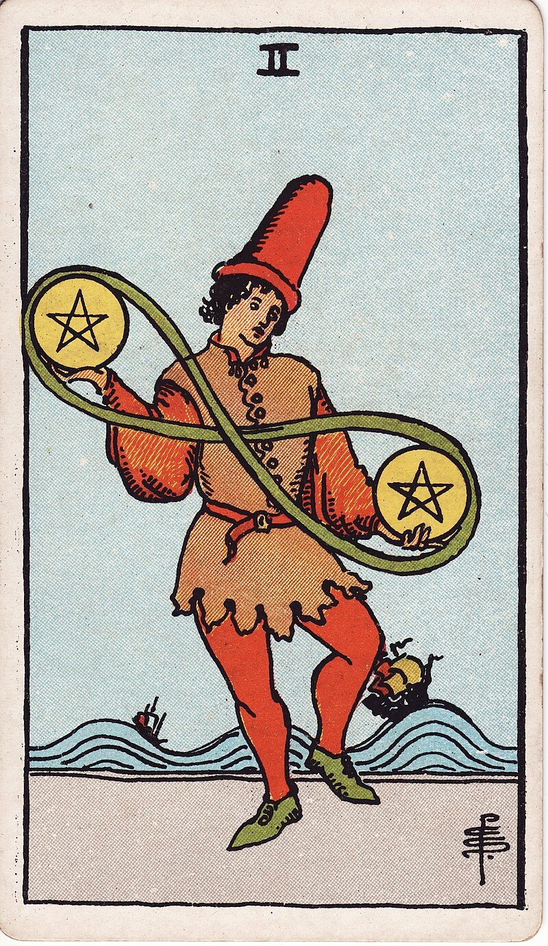 Dois de Ouros - Tarot Rider-Waite